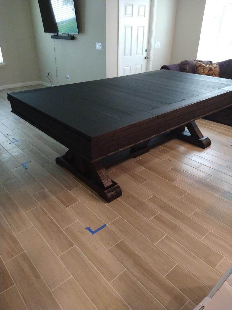 Playcraft Brazos River 8' Slate Pool Table w/ Leather Drop Pockets in Weathered Black
