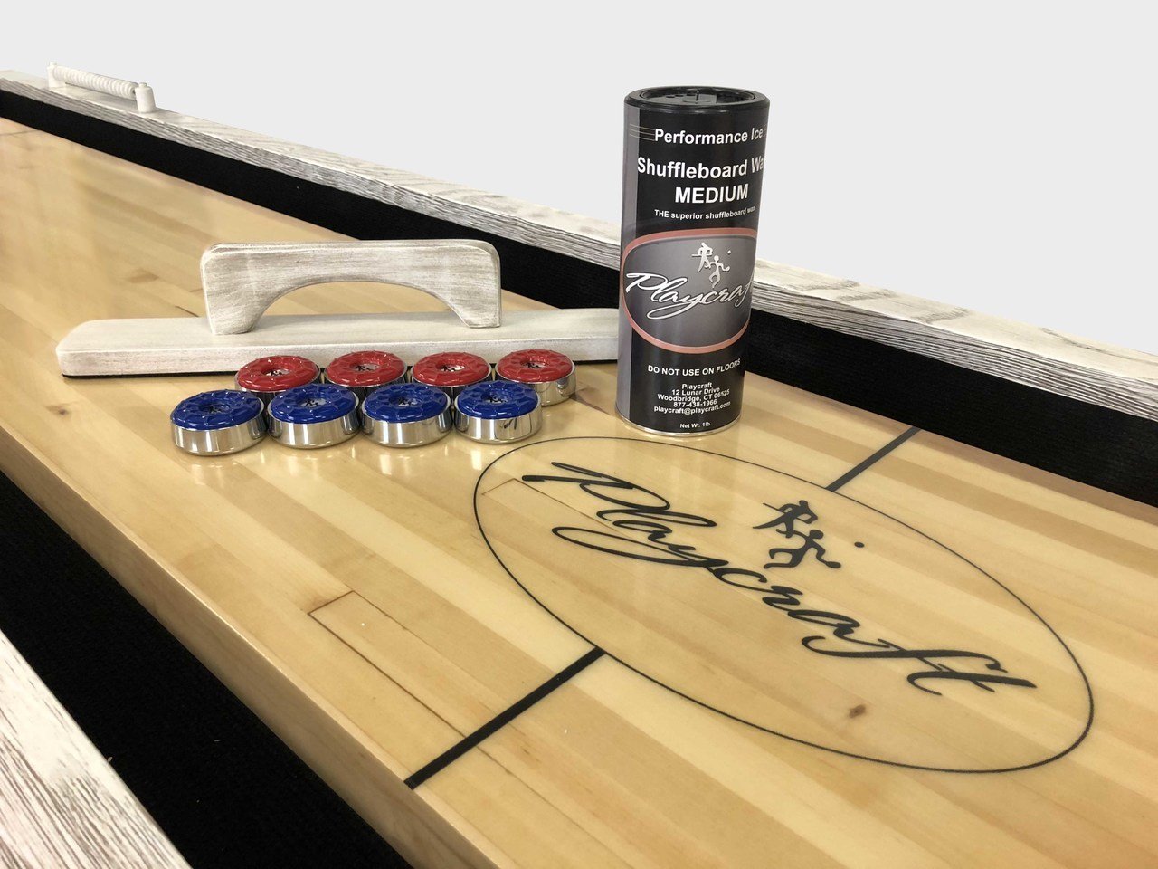 Playcraft 12' Montauk Shuffleboard Table in Weathered Whitewash
