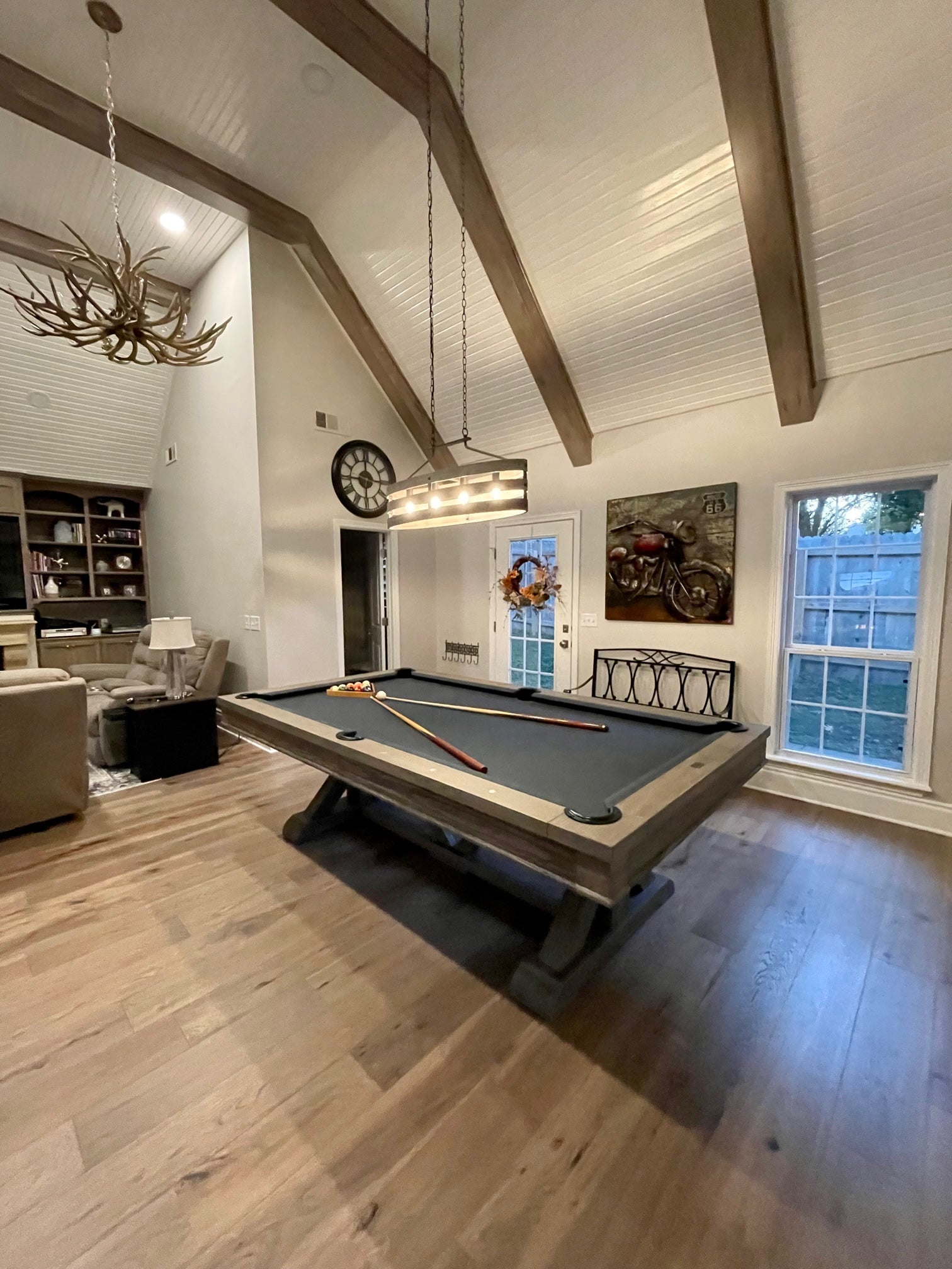 Playcraft Brazos River 8' Slate Pool Table w/ Leather Drop Pockets in Weathered Gray