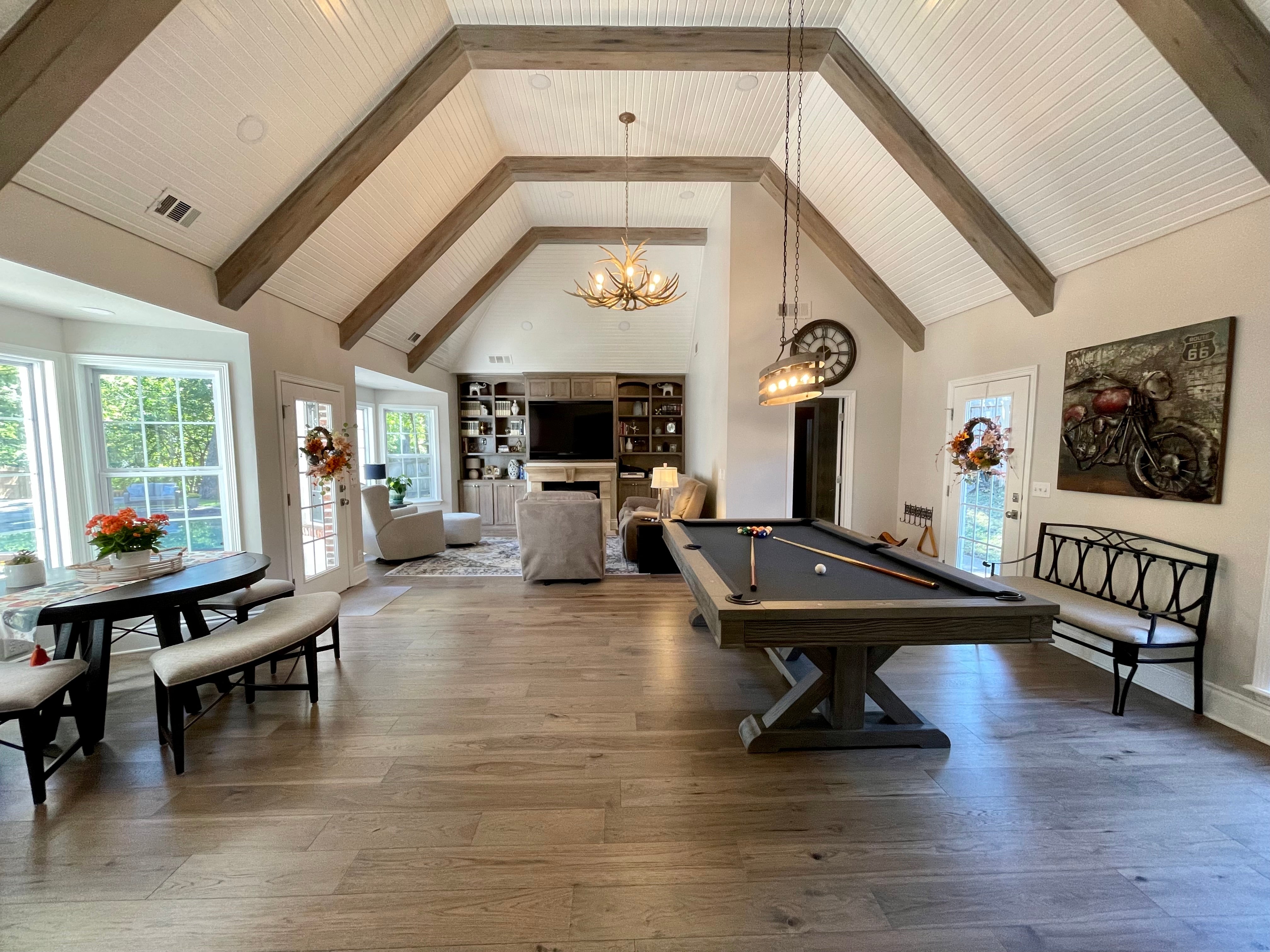 Playcraft Brazos River 8' Slate Pool Table w/ Leather Drop Pockets in Weathered Gray