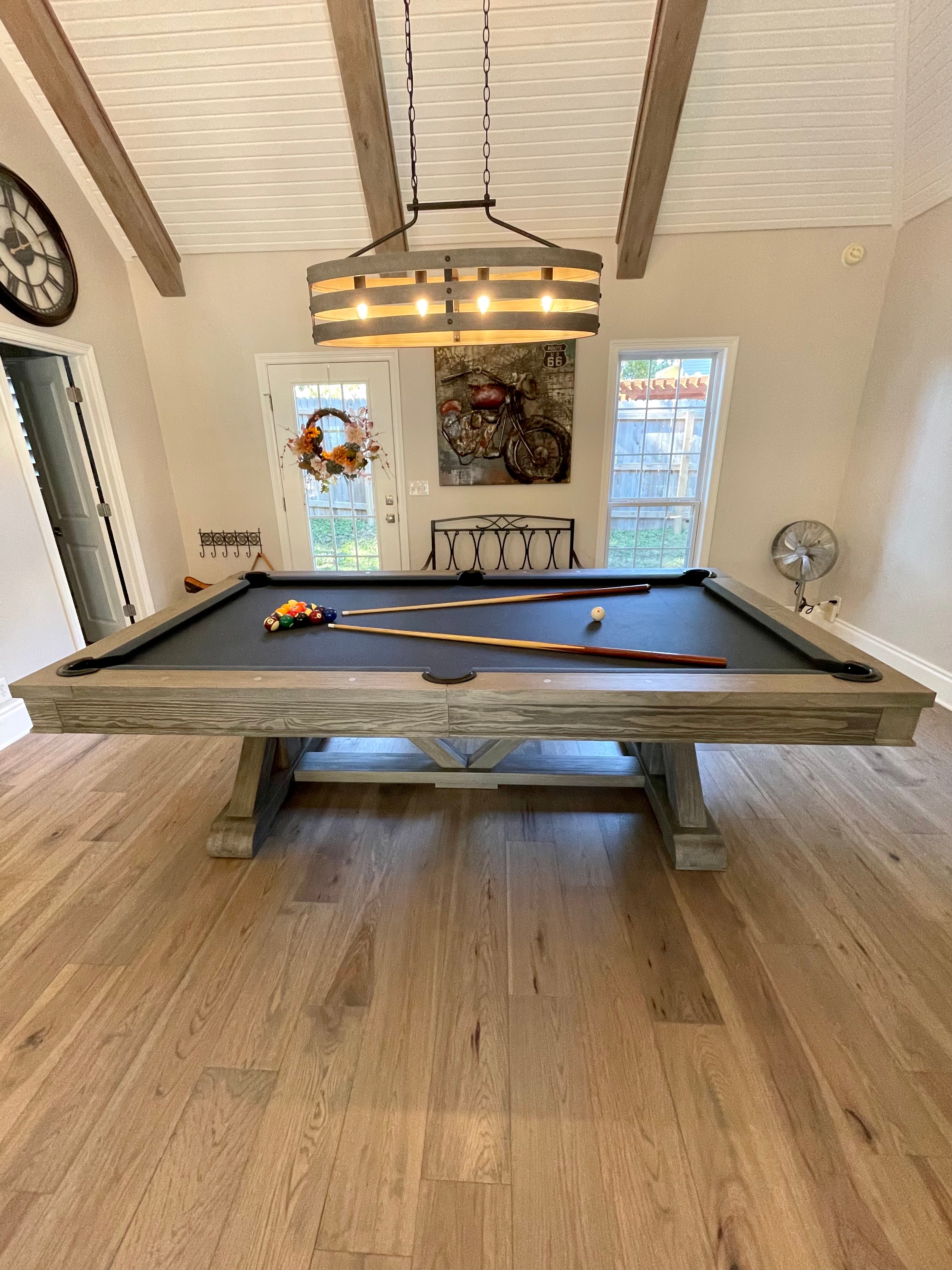 Playcraft Brazos River 8' Slate Pool Table w/ Leather Drop Pockets in Weathered Gray