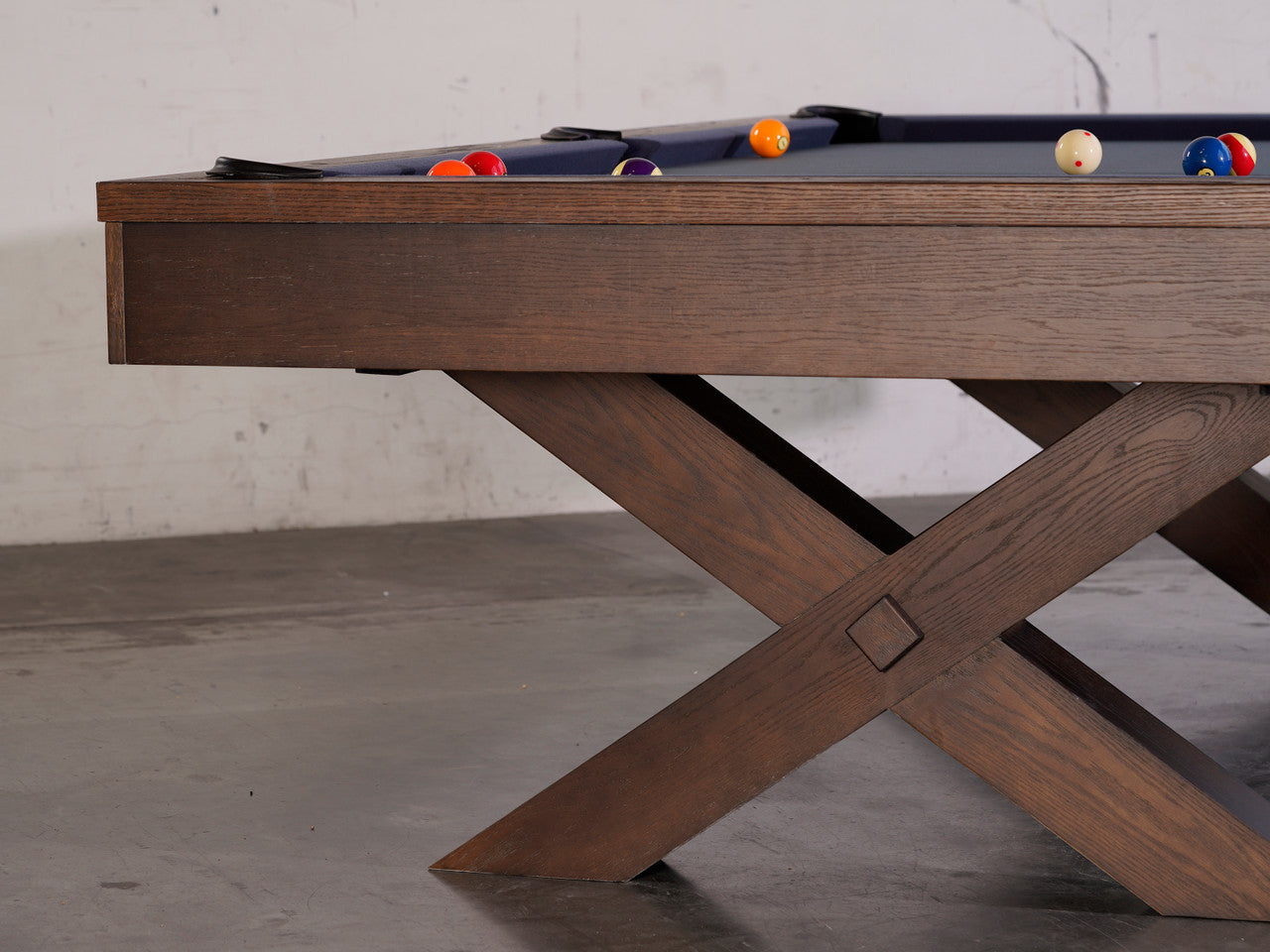 Nixon CrissyCross 7' Slate Pool Table in Brownwash Finish w/ Dining Top Option