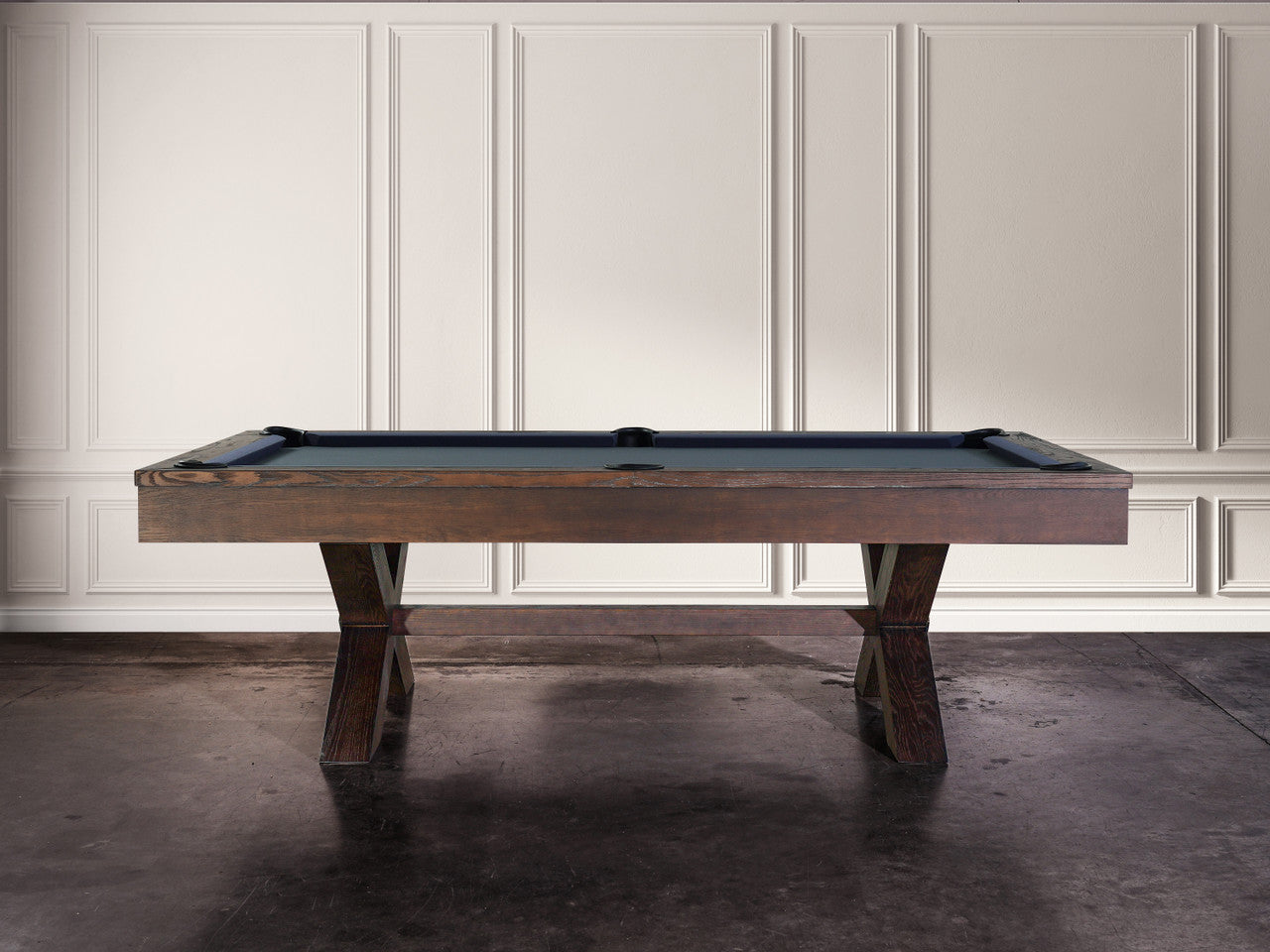 Nixon CrissyCross 7' Slate Pool Table in Brownwash Finish w/ Dining Top Option