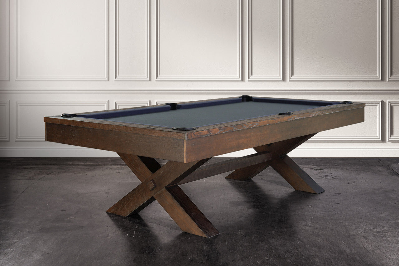 Nixon CrissyCross 7' Slate Pool Table in Brownwash Finish w/ Dining Top Option