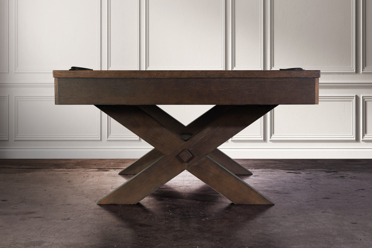 Nixon CrissyCross 7' Slate Pool Table in Brownwash Finish w/ Dining Top Option