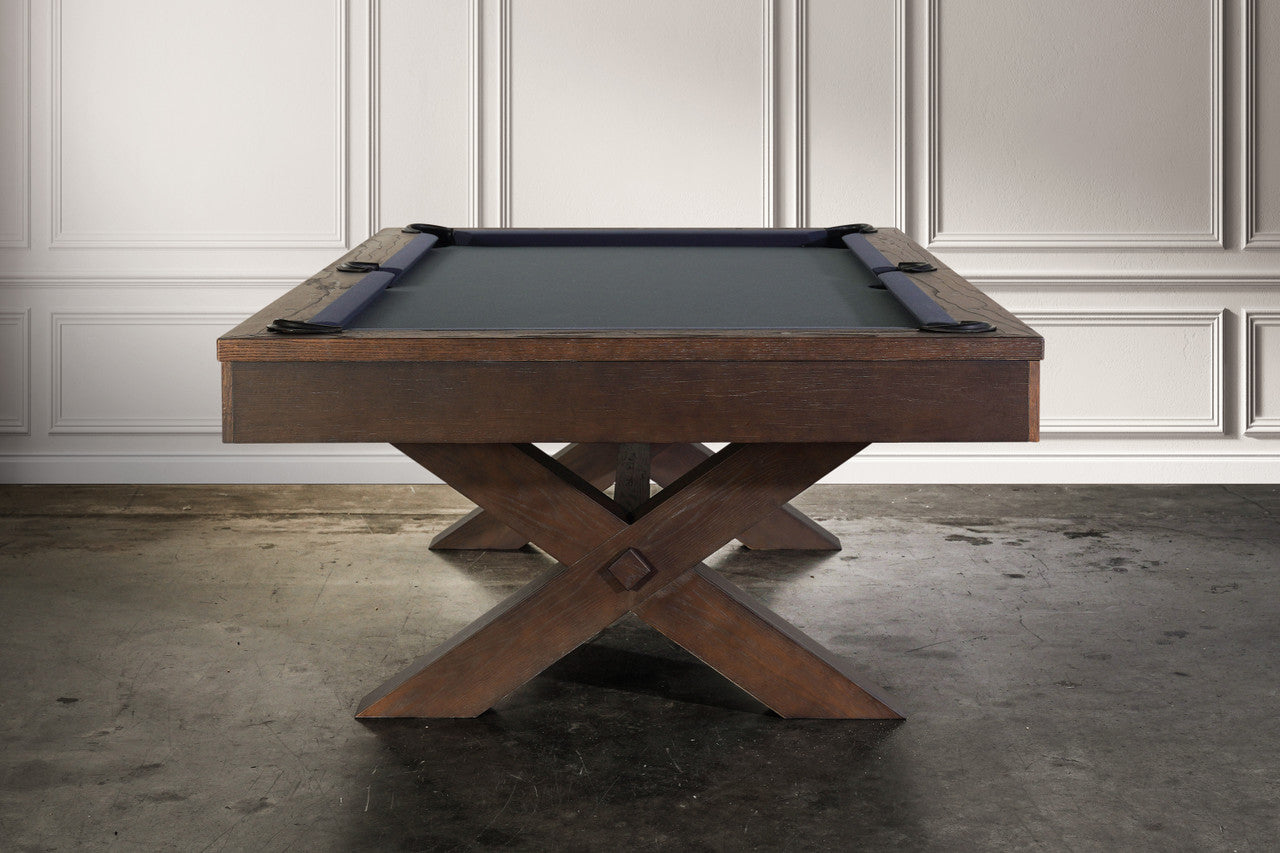 Nixon CrissyCross 7' Slate Pool Table in Brownwash Finish w/ Dining Top Option