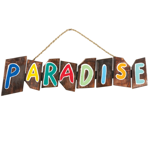 RAM Game Room “Paradise” Acacia Wood Art Sign