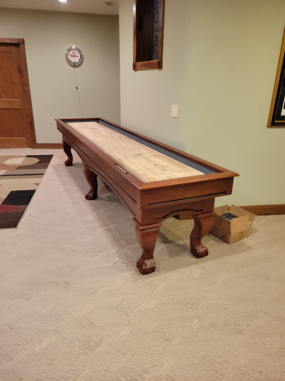 Playcraft Charles River 12'  Pro-Style Shuffleboard Table in Chestnut