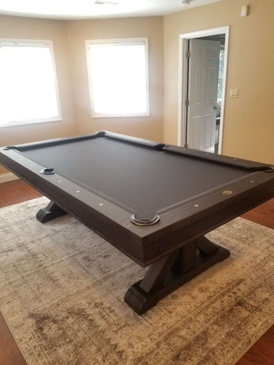 Playcraft Brazos River 8' Slate Pool Table w/ Leather Drop Pockets in Weathered Black