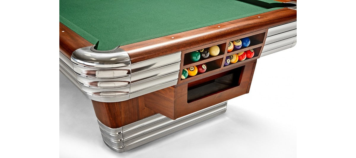 Brunswick Billiards Centennial 9' Slate Pool Table in Rosewood Chrome w/ Gully Return
