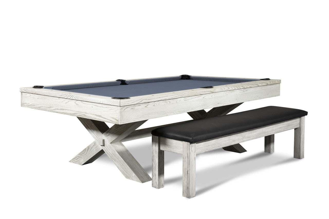 Nixon CrissyCross 7' Slate Pool Table in Whitewash Finish w/ Dining Top Option