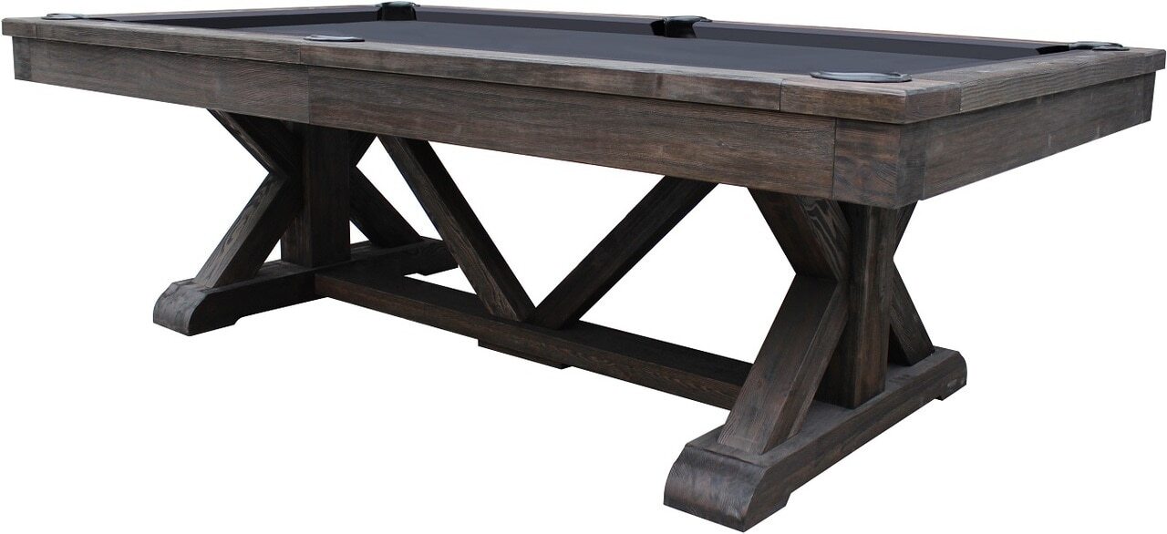 Playcraft Brazos River 8' Slate Pool Table w/ Leather Drop Pockets in Weathered Black