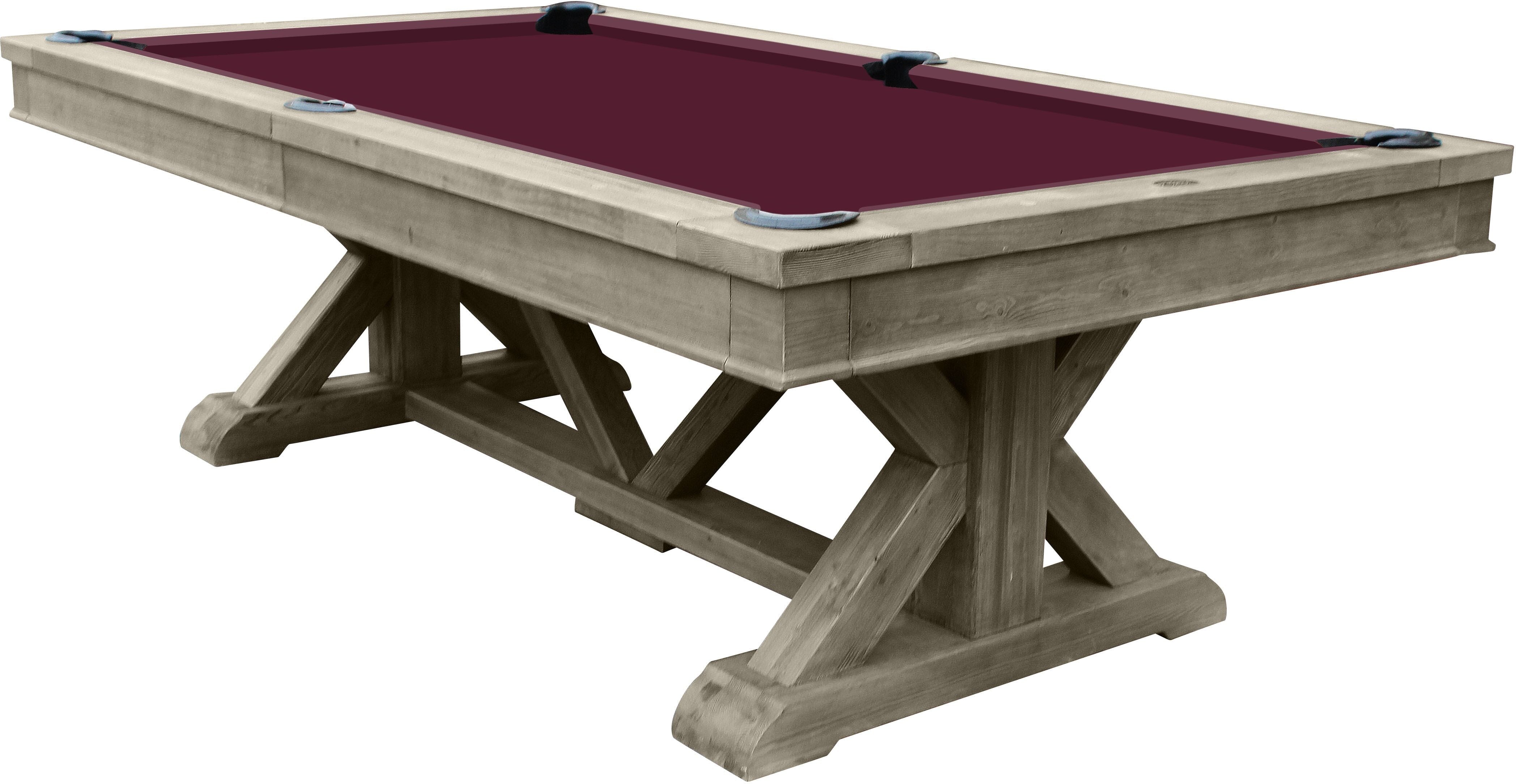 Playcraft Brazos River 8' Slate Pool Table w/ Leather Drop Pockets in Weathered Gray