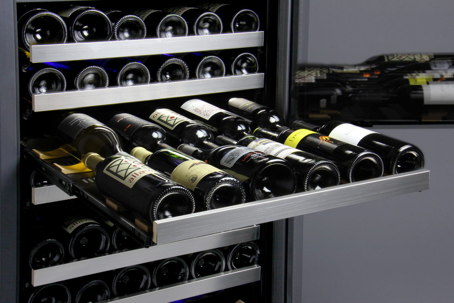 Allavino 47" Wide FlexCount II Tru-Vino 354 Bottle Dual Zone Stainless Steel Side-by-Side Wine Refrigerator