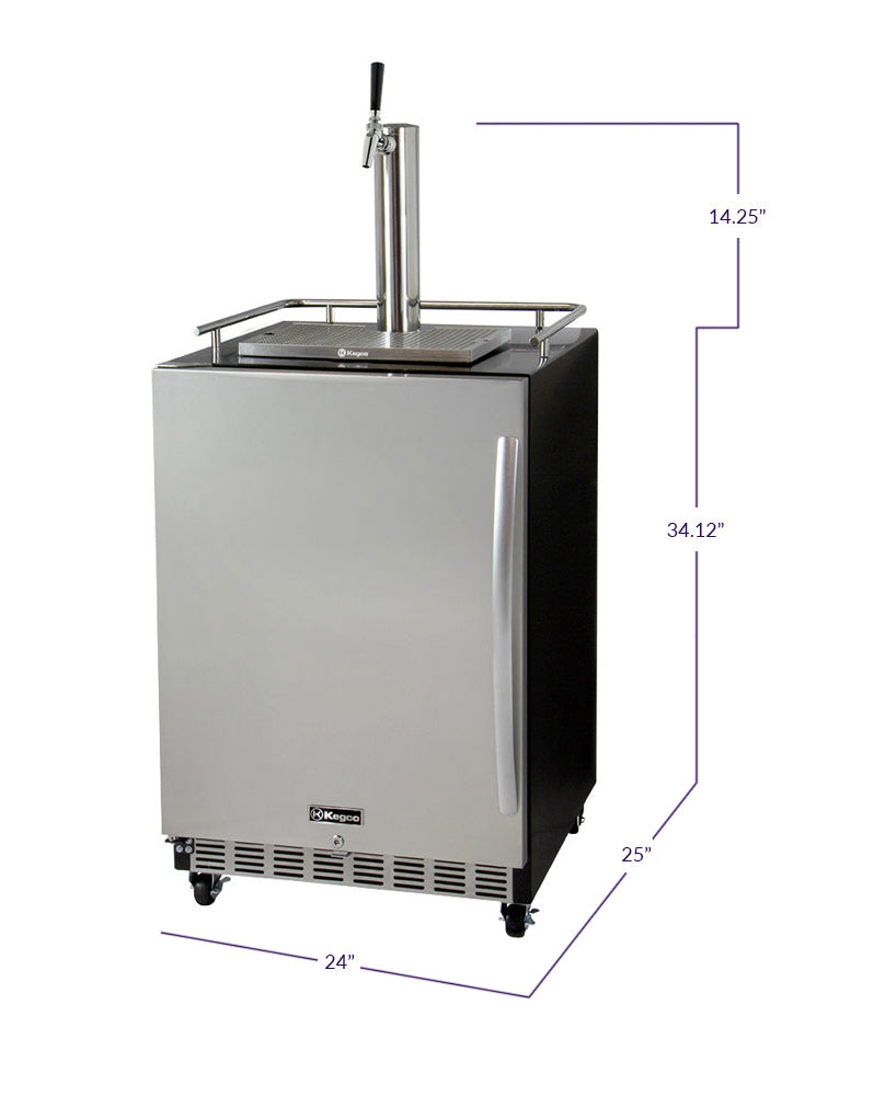 Kegco Full Size Digital Commercial Undercounter Kegerator with X-CLUSIVE Premium Direct Draw Kit - Left Hinge