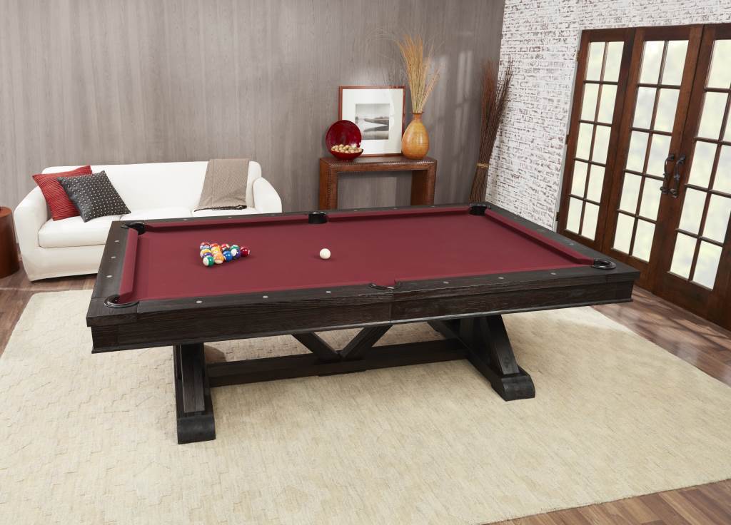 Playcraft Brazos River 8' Slate Pool Table w/ Leather Drop Pockets in Weathered Black