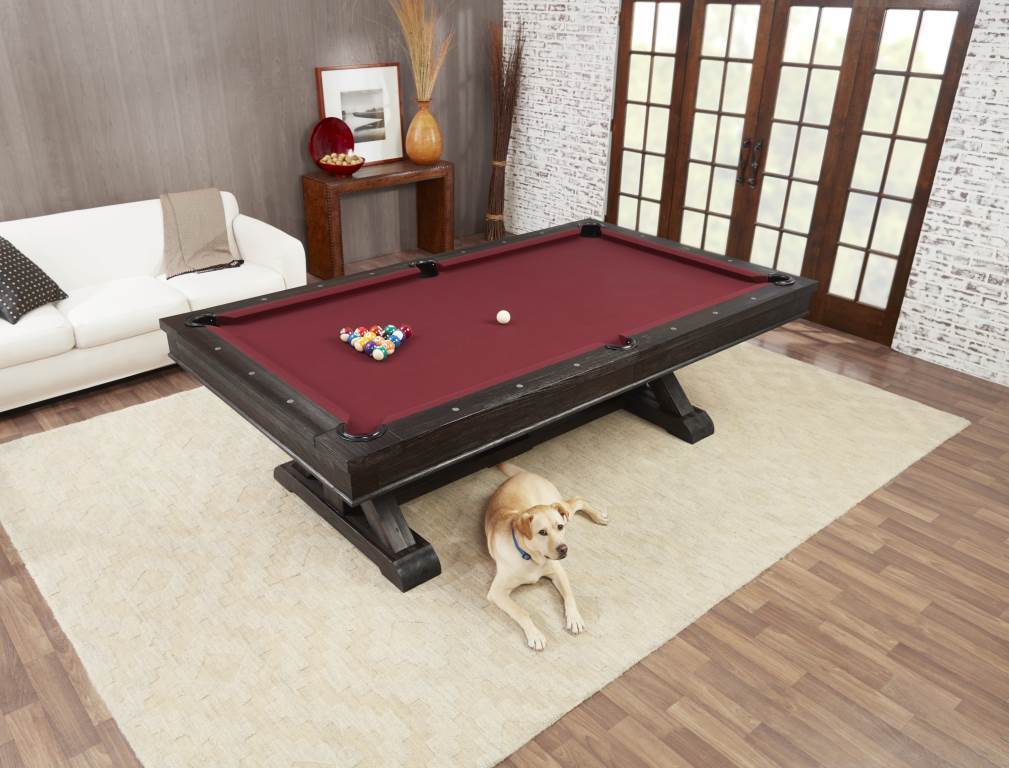Playcraft Brazos River 8' Slate Pool Table w/ Leather Drop Pockets in Weathered Black