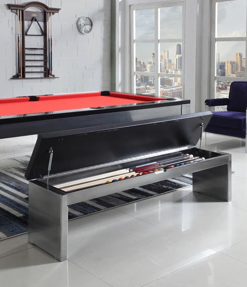 Playcraft Benches for Monaco Slate Pool Table, Black on Silver