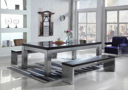 Playcraft Benches for Monaco Slate Pool Table, Black on Silver