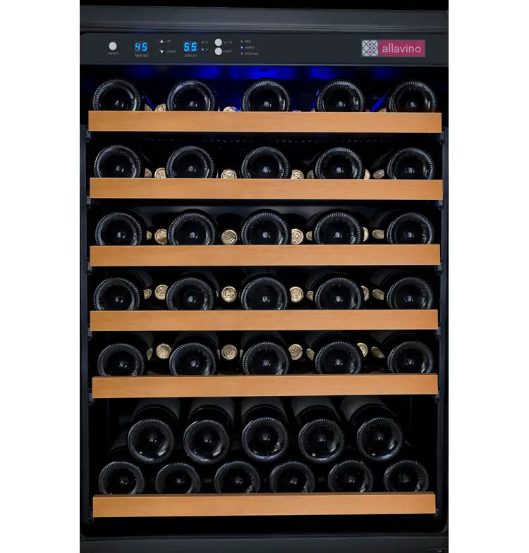 Allavino 47" Wide FlexCount II Tru-Vino 112 Bottle Dual Zone Black Side-by-Side Wine Refrigerator