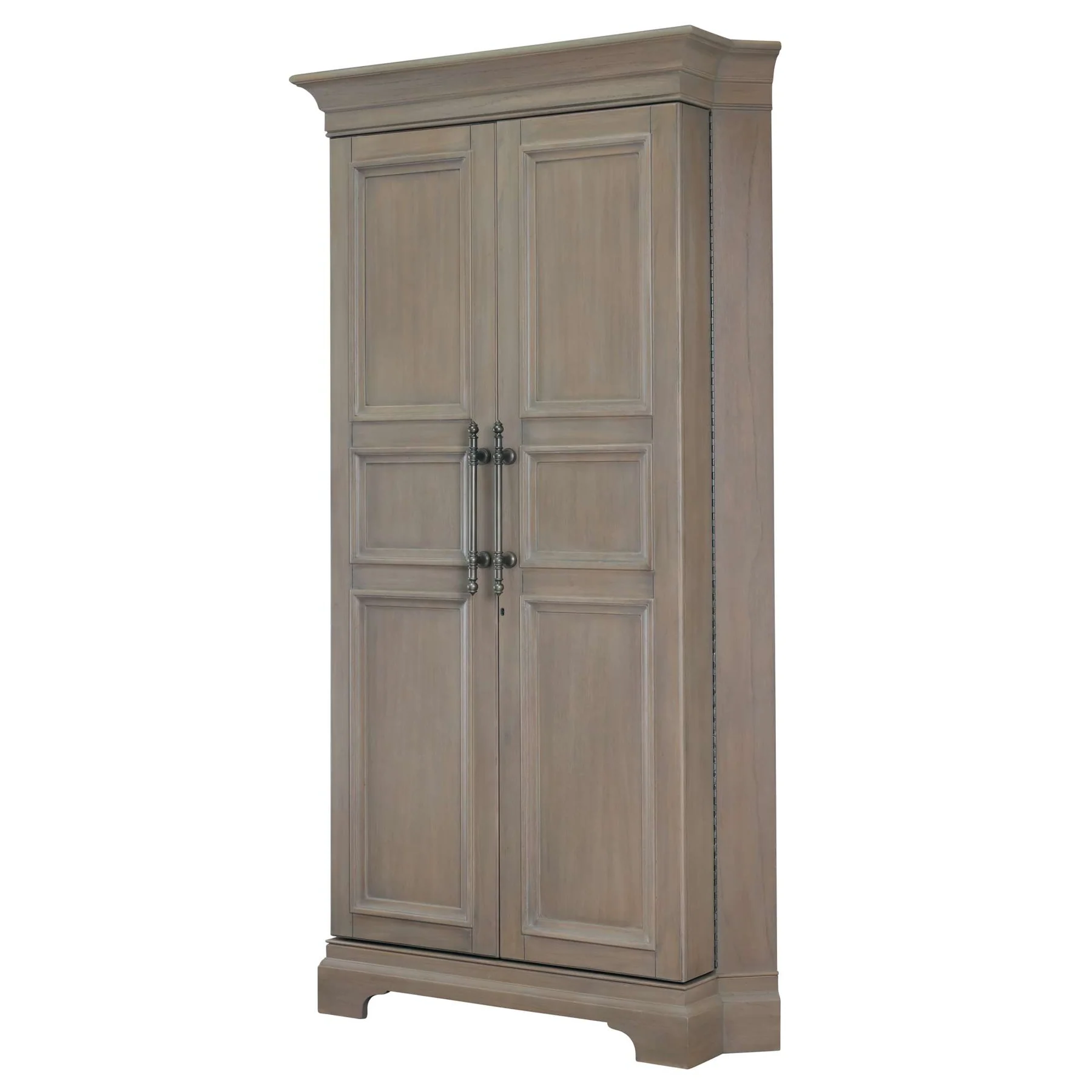 Wooden wardrobe with two doors on a white background
