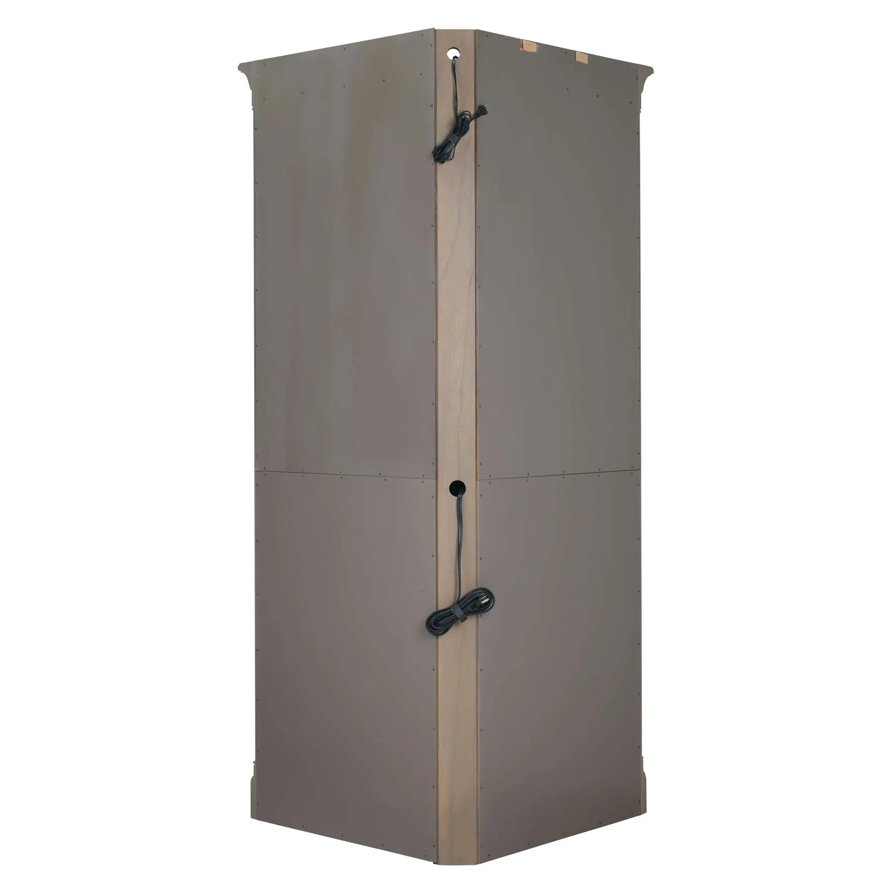 Tall rectangular storage unit with a slanted top on a white background