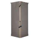 Tall rectangular storage unit with a slanted top on a white background