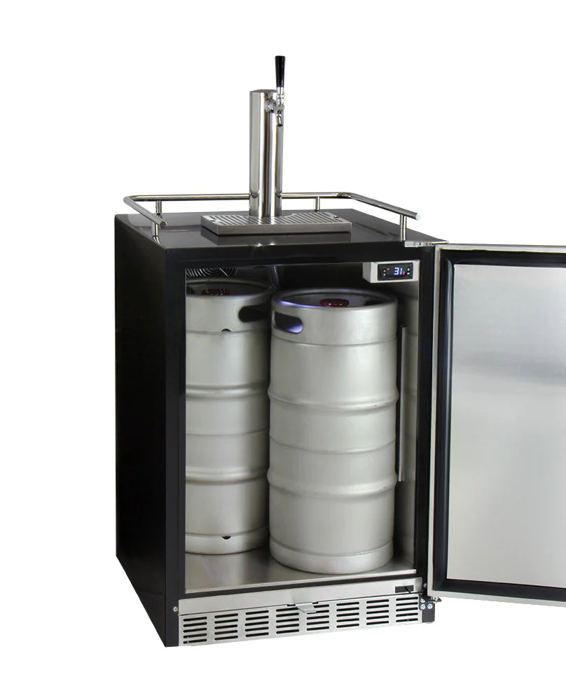 Kegco 24" Wide Single Tap Stainless Steel Built-In Right Hinge Kegerator With Kit