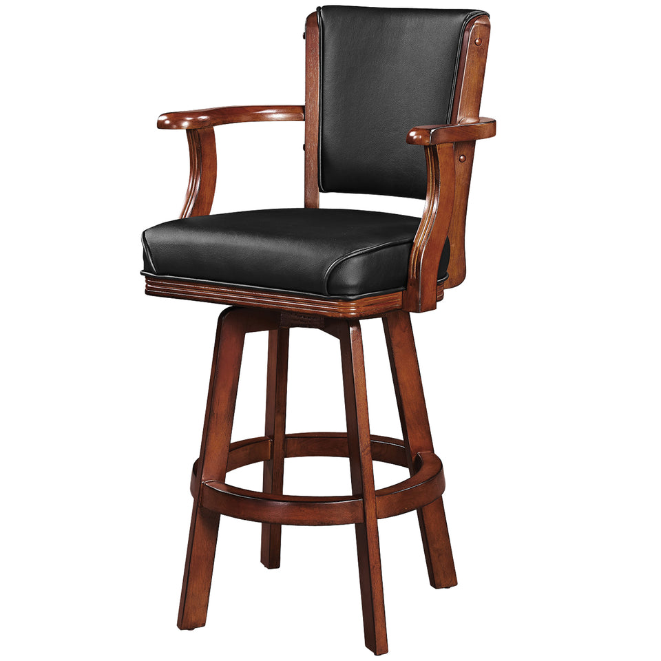 RAM Game Room Swivel Barstool with Arms - Chestnut