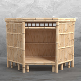 Bamboo desk against a gray background