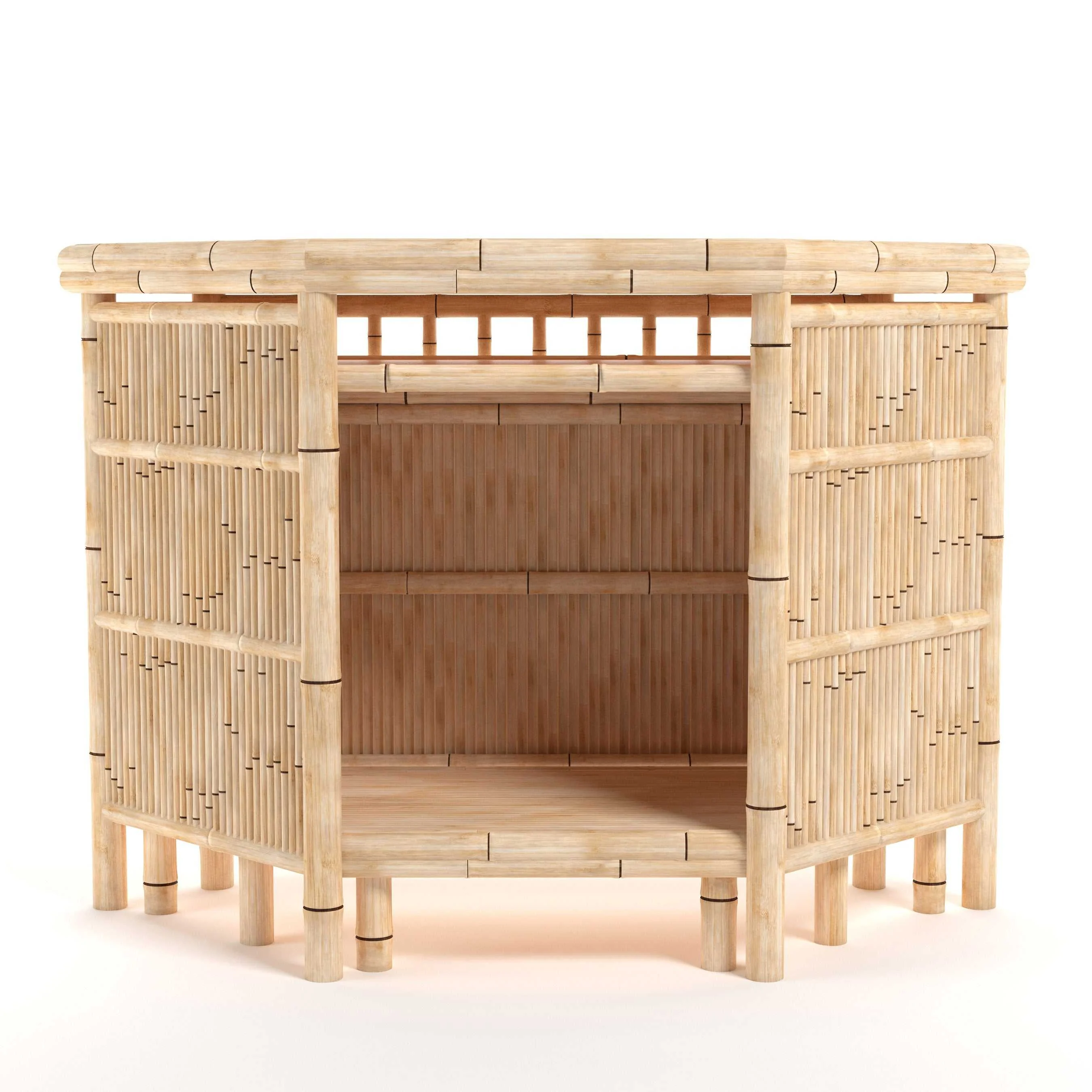 Bamboo cabinet with a white background