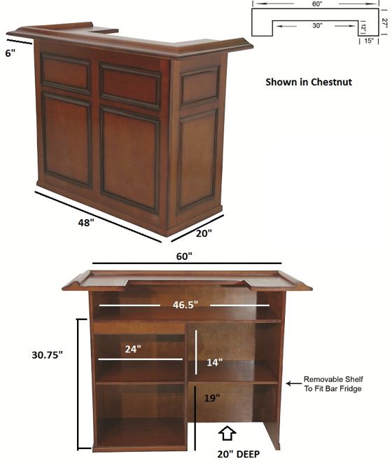 RAM Game Room 60" Bar - Slate