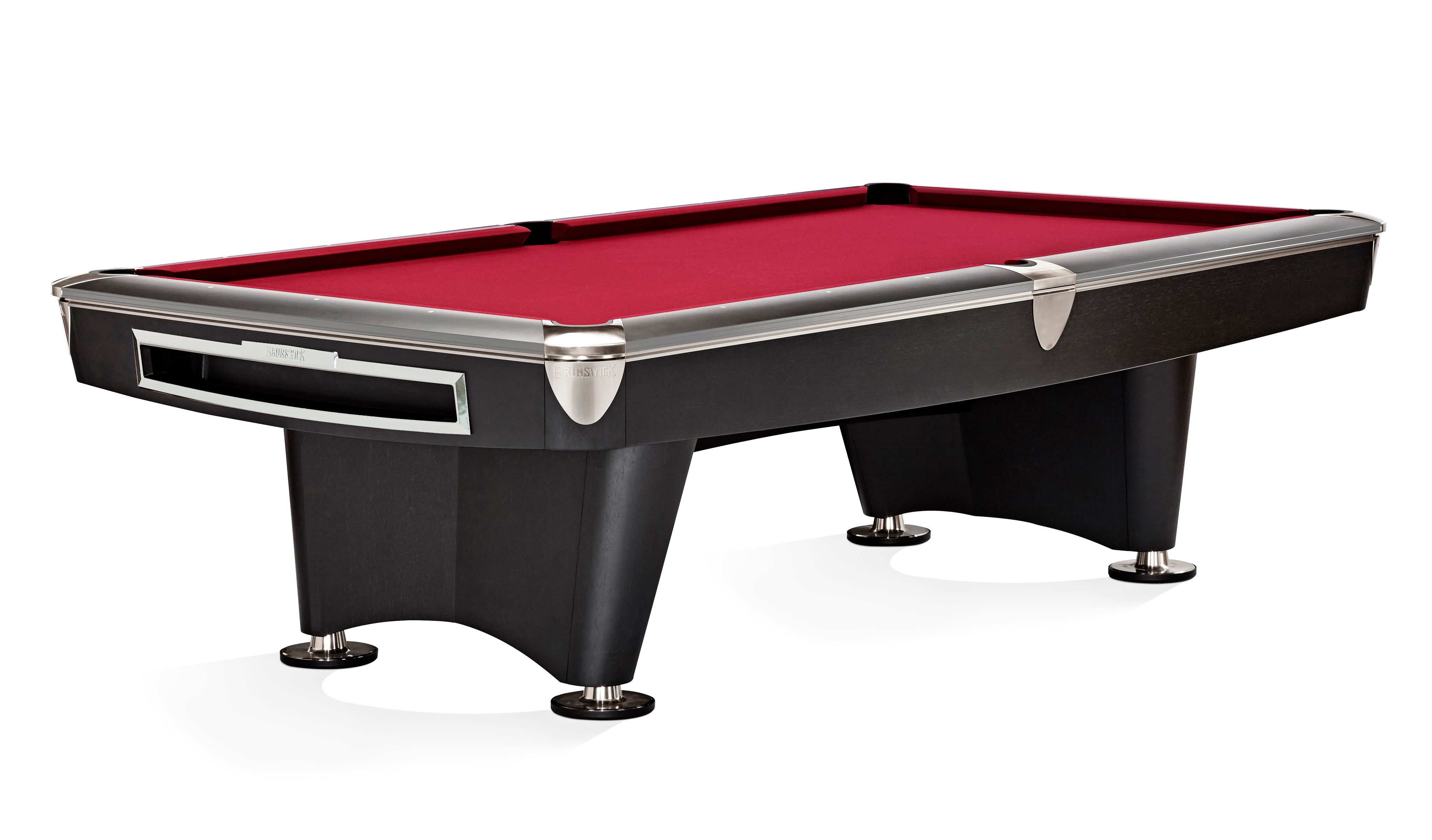 Brunswick Billiards Gold Crown VI 9' Slate Pool Table in Matte Black w/ Gully Return