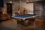 Brunswick Billiards Gold Crown VI 8' Slate Pool Table in Skyline Walnut/Espresso w/ Gully Return