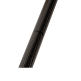 A close-up of a black carbon fiber rod or pole segment with a visible woven carbon pattern, isolated on a white background.