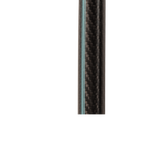 A close-up of a carbon fiber tube with a black and dark gray woven pattern and a thin light blue stripe running down the center, set against a solid white background.