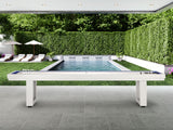 American Heritage Lanai 12' Pearl White Outdoor Shuffleboard Table, all-weather aluminum.