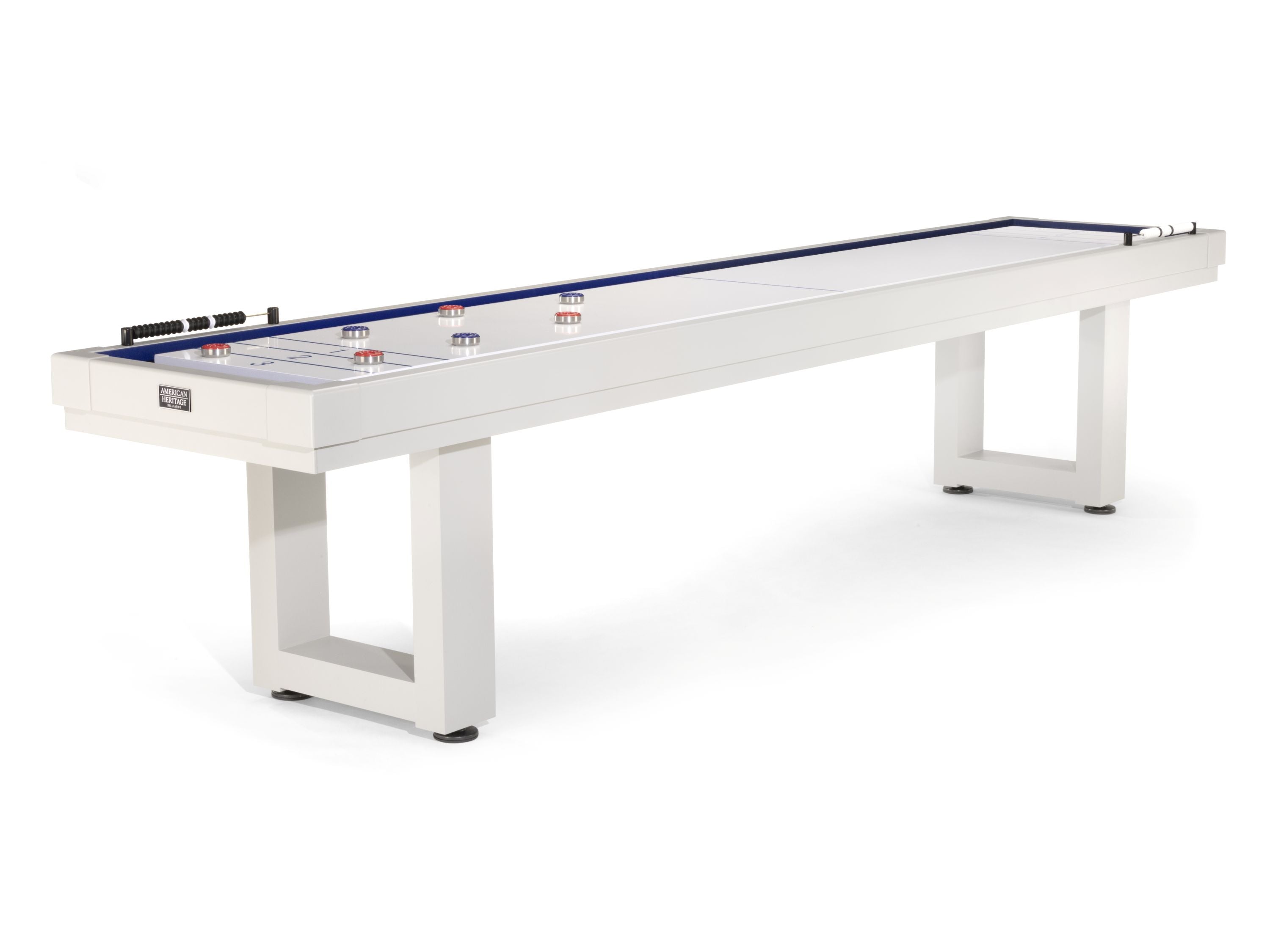 American Heritage Lanai 9' Shuffleboard Table in Pearl White by American Heritage Billiards.