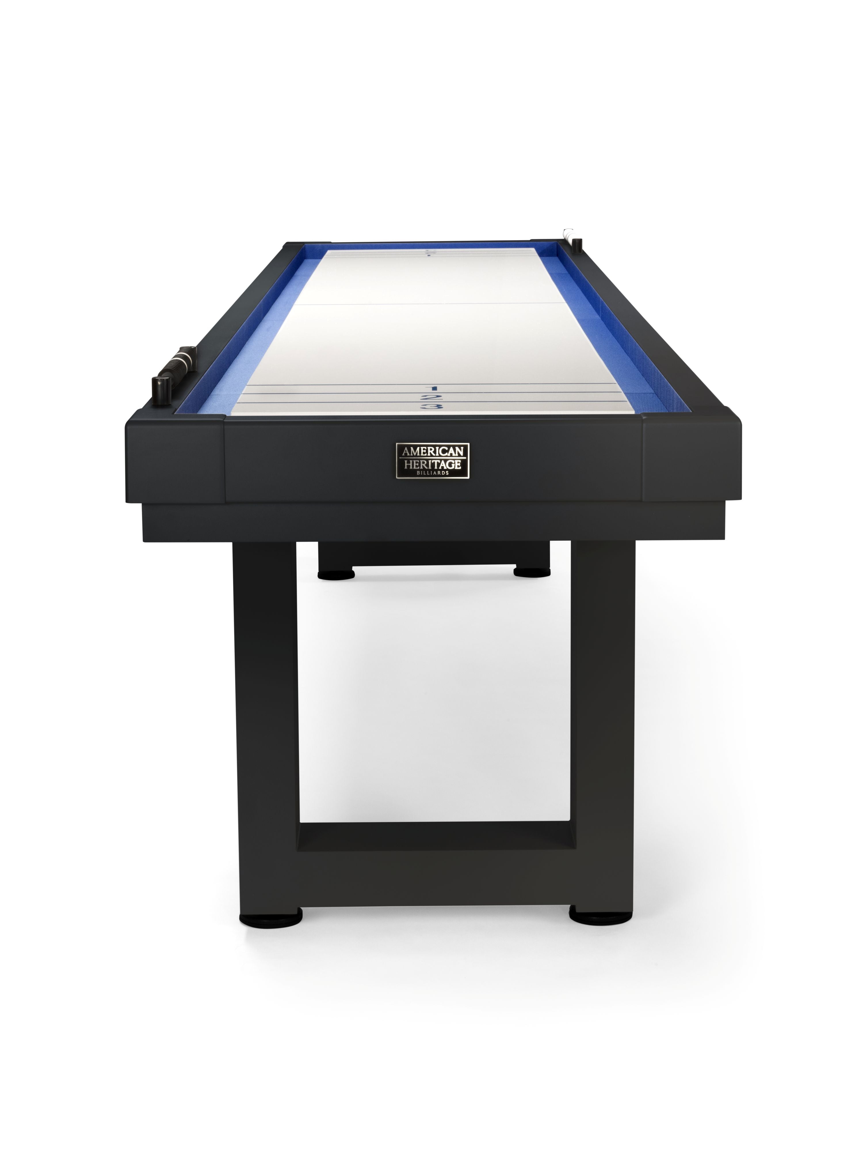 American Heritage Lanai 12' Shuffleboard Table in Obsidian Black, shown against white background.