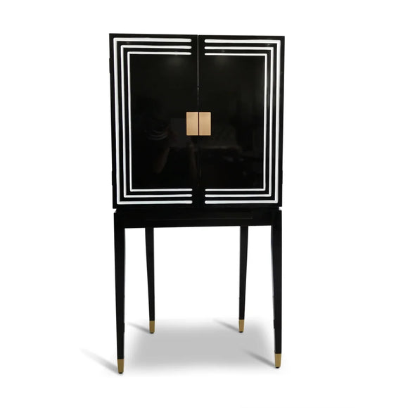 Authentic Models Art Deco Liquor Cabinet Black & White