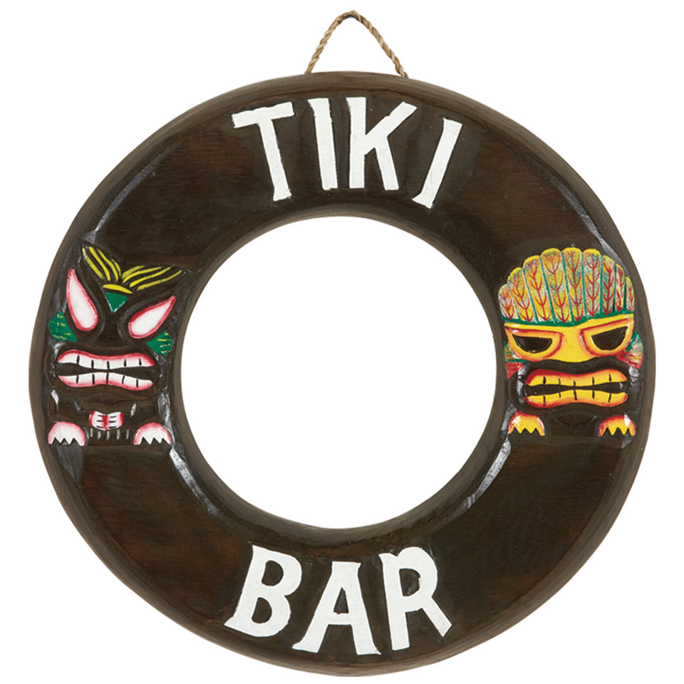RAM Game Room “Tiki Bar” Ring Acacia Wood Art Sign