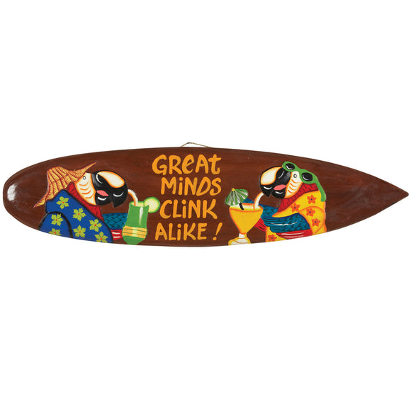 RAM Game Room “Great Minds Clink Alike” Acacia Wood Art Sign