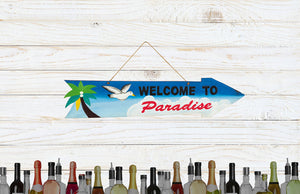 RAM Game Room “Welcome to Paradise” Acacia Wood Art Sign