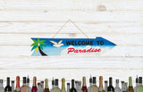 RAM Game Room “Welcome to Paradise” Acacia Wood Art Sign