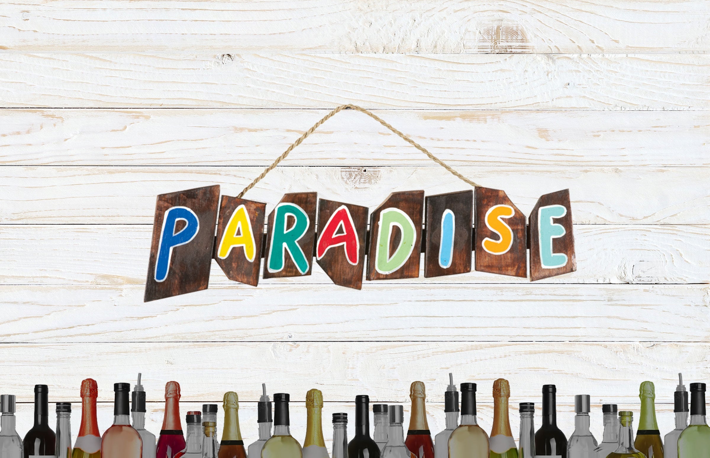 RAM Game Room “Paradise” Acacia Wood Art Sign