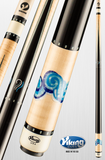 Viking pool cue with decorative design on a light gray background