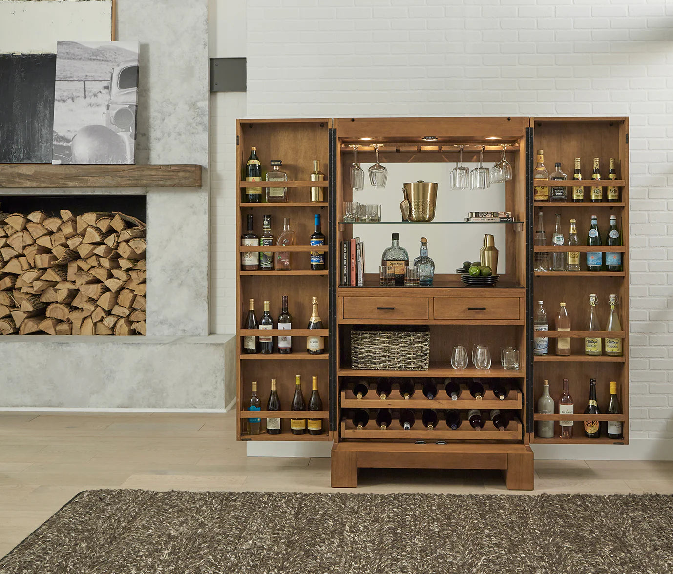 American Heritage Billiards Alta Wine & Spirit Cabinet in Brushed Walnut