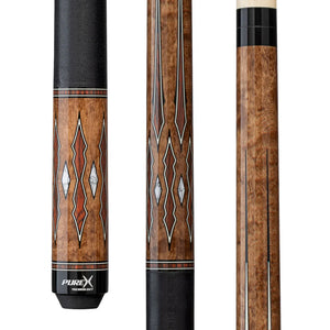 Pure X Coffee Stained Maple & Cocobolo/White Points Cue with Black Linen Wrap