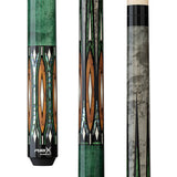 Pure X Green & Grey Stain Maple with Malachite/Thuya Burl Wrapless Cue