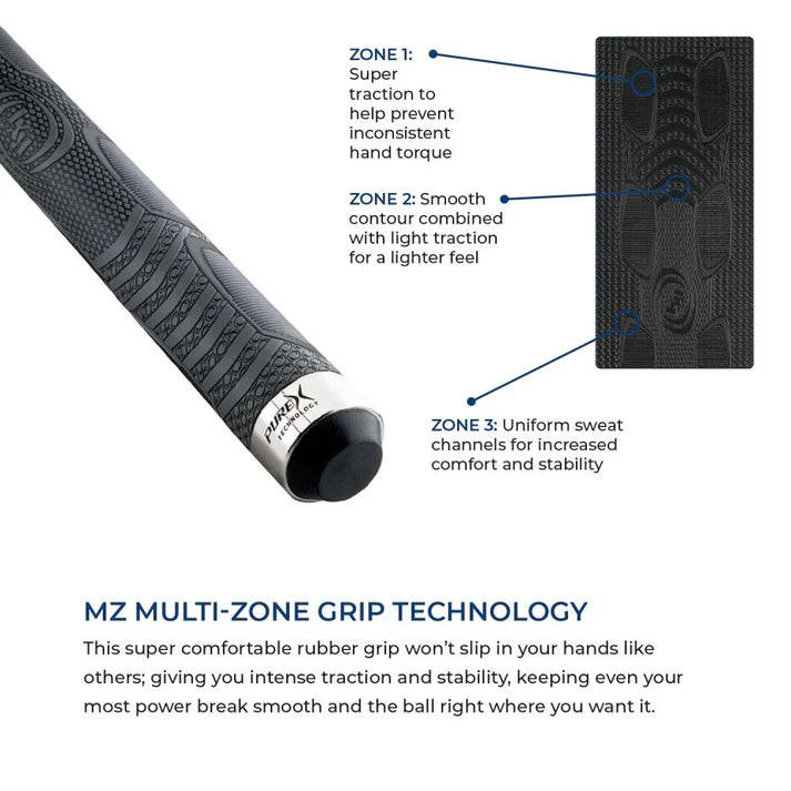 Pure X Grey Stained Curly Maple/Imitation Bone & Blue Recon Graphic with MZ Grip